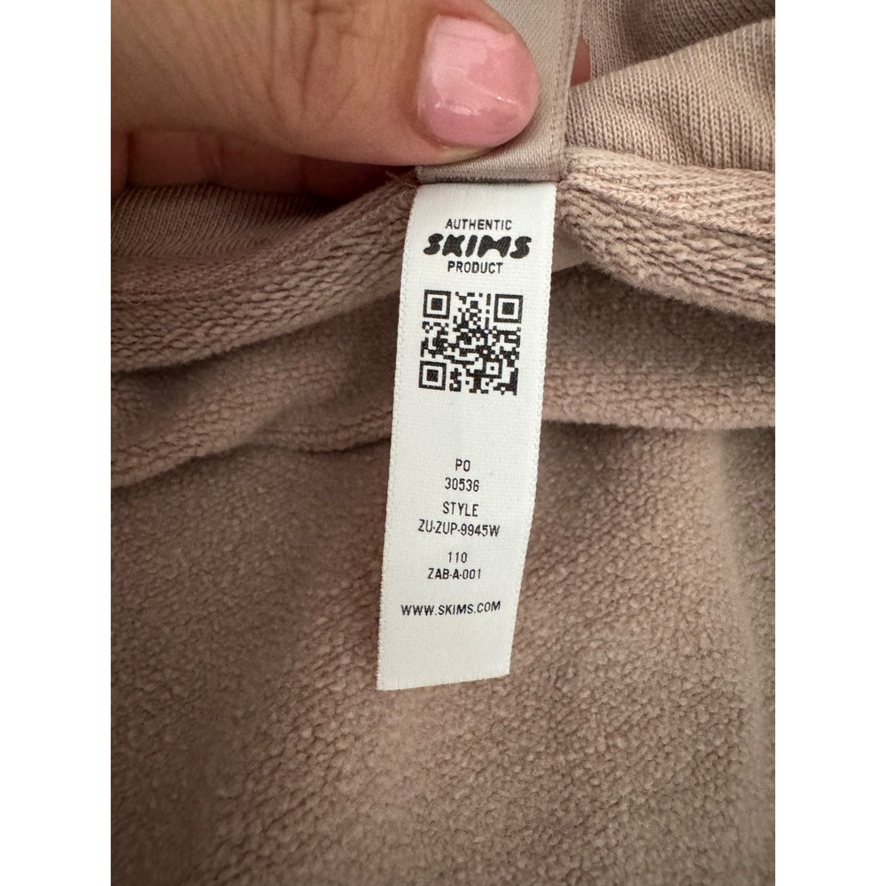 SKIMS Boyfriend Fleece Boxy Full Zip Up Hoodie Oversized Fawn Size XL - Picture 8 of 9